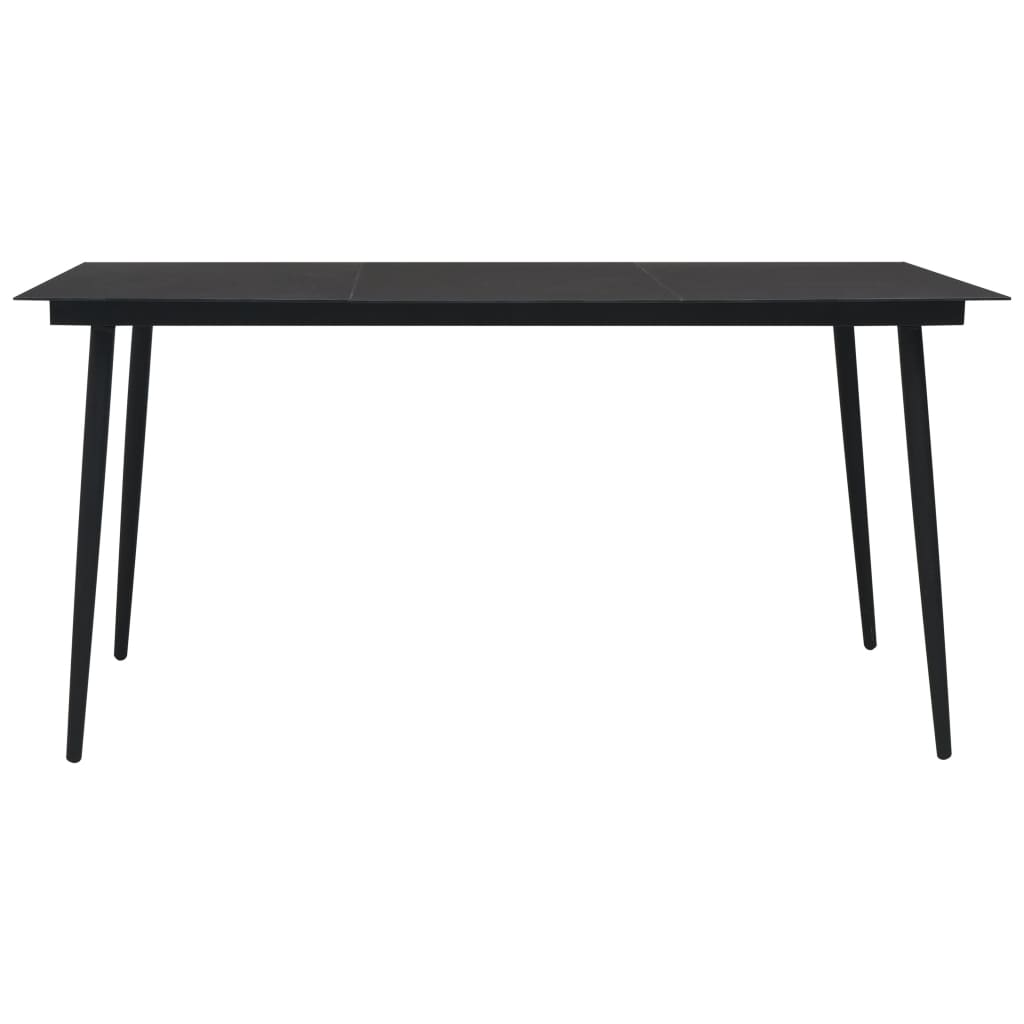 Puutarhan ruokapöytä musta 150x80x74 cm teräs ja lasi - Sisustajankoti.fi