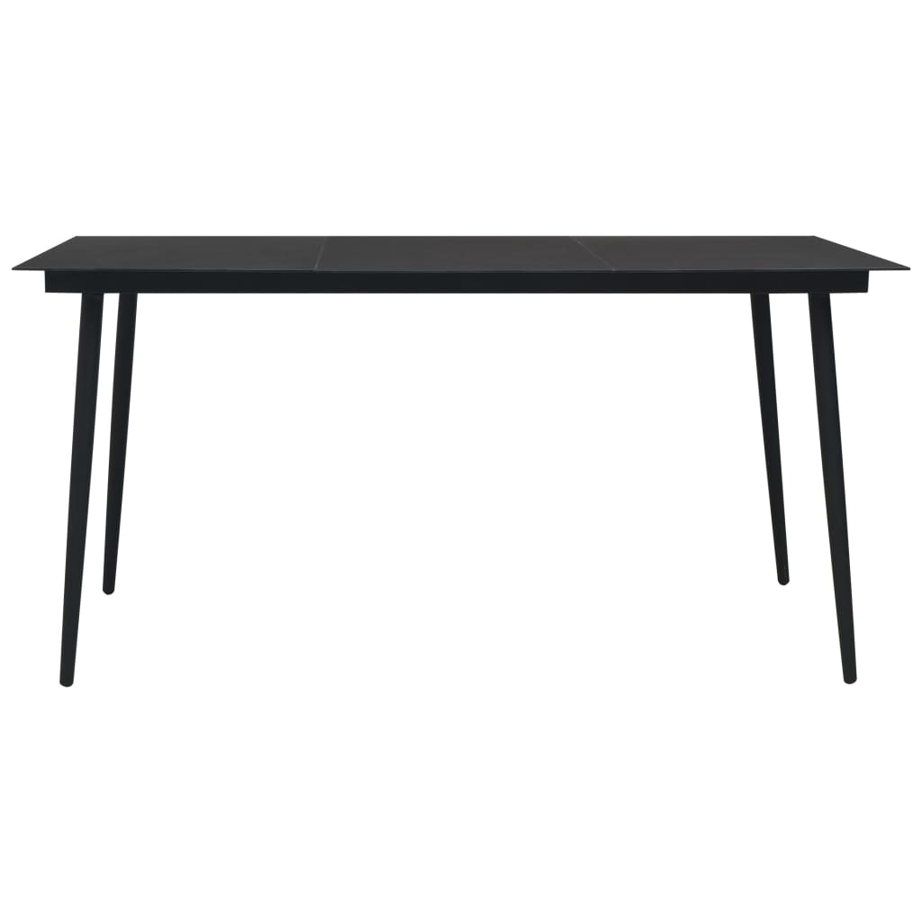 Puutarhan ruokapöytä musta 190x90x74 cm teräs ja lasi - Sisustajankoti.fi