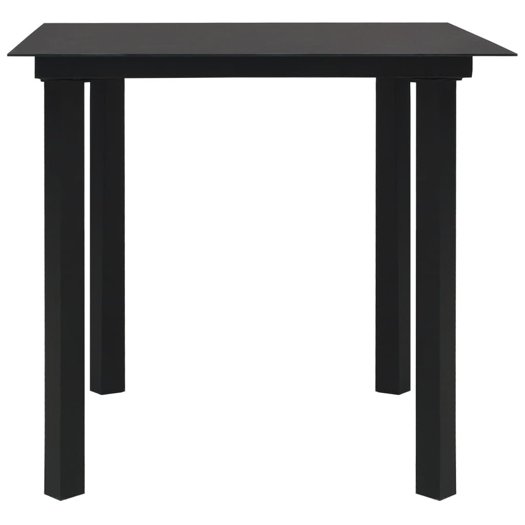 Puutarhan ruokapöytä musta 80x80x74 cm teräs ja lasi - Sisustajankoti.fi