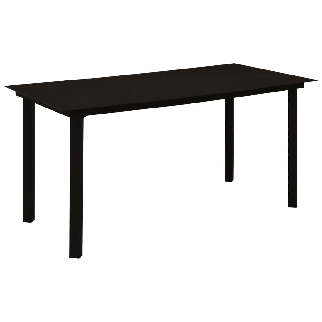 Puutarhan ruokapöytä musta 150x80x74 cm teräs ja lasi - Sisustajankoti.fi