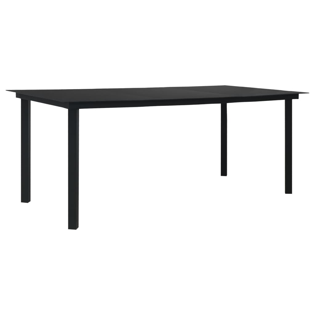 Puutarhan ruokapöytä musta 190x90x74 cm teräs ja lasi - Sisustajankoti.fi