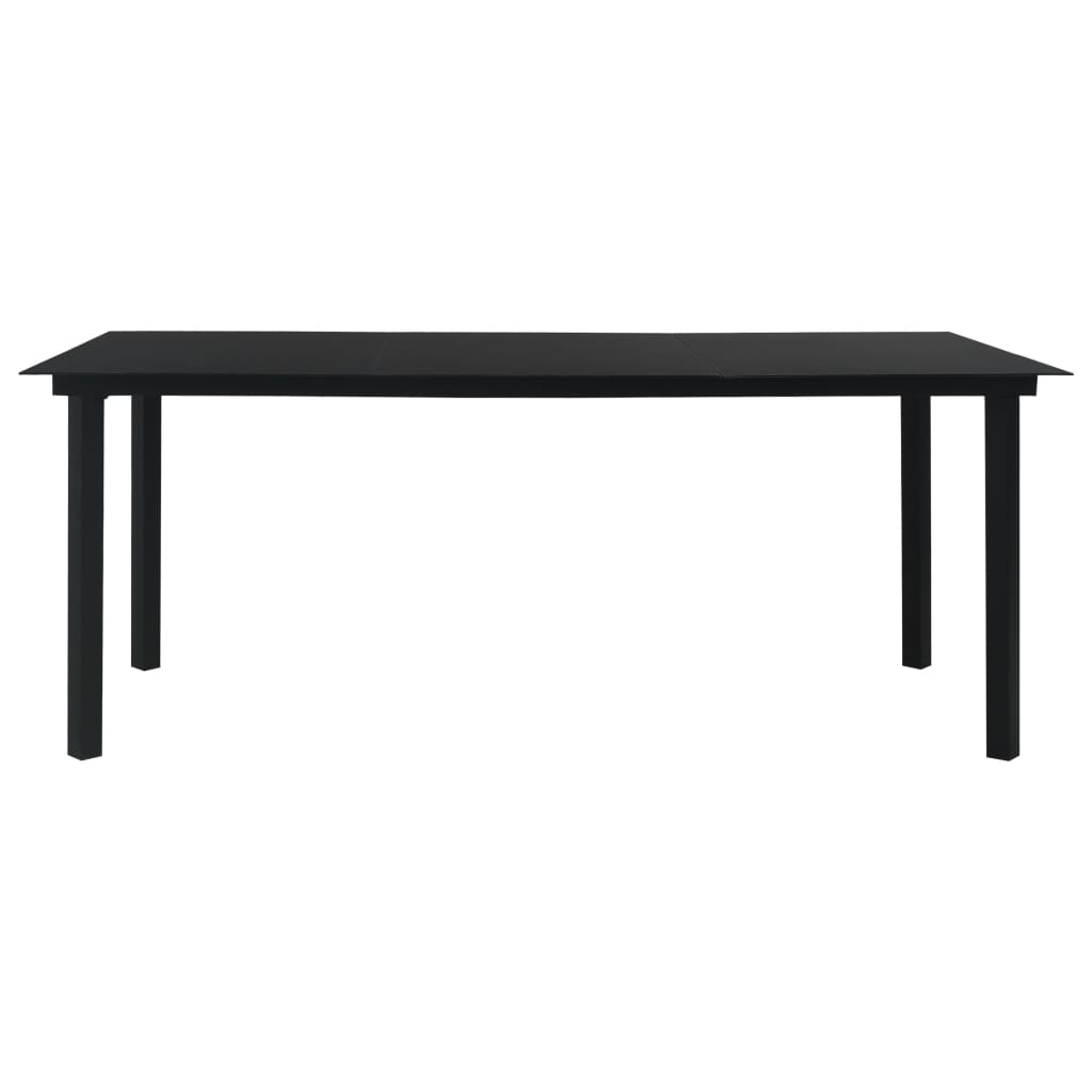 Puutarhan ruokapöytä musta 190x90x74 cm teräs ja lasi - Sisustajankoti.fi