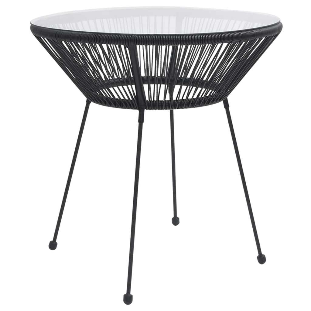 Puutarhan ruokapöytä musta Ø70x74 cm rottinki ja lasi - Sisustajankoti.fi