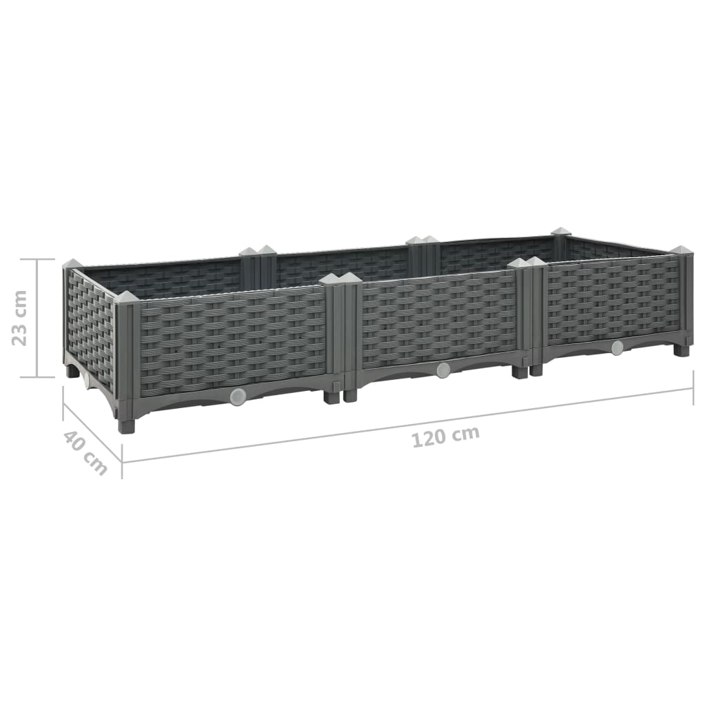 Korotettu kukkalaatikko 120x40x23 cm polypropeeni - Sisustajankoti.fi