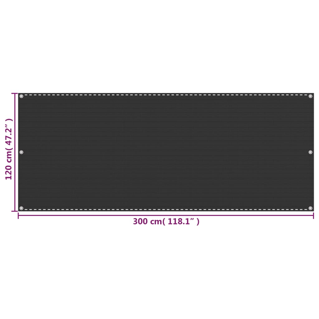 Parvekkeen suoja antrasiitti 120x300 cm HDPE - Sisustajankoti.fi