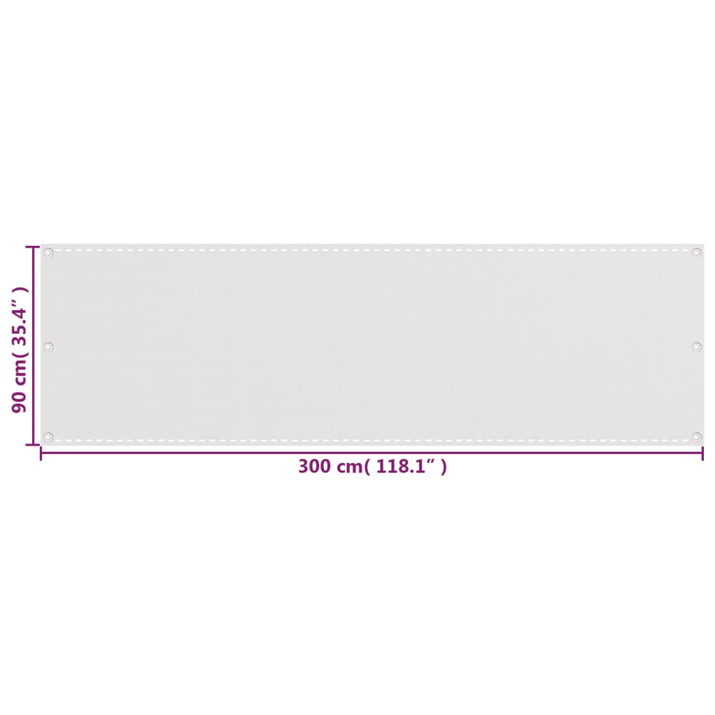 Parvekkeen suoja valkoinen 90x300 cm HDPE - Sisustajankoti.fi