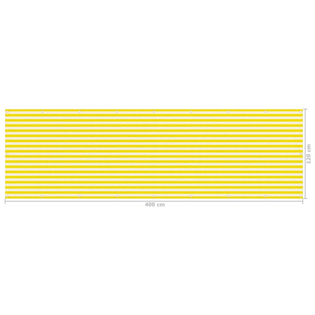 Parvekkeen suoja keltainen ja valkoinen 120x400 cm HDPE - Sisustajankoti.fi