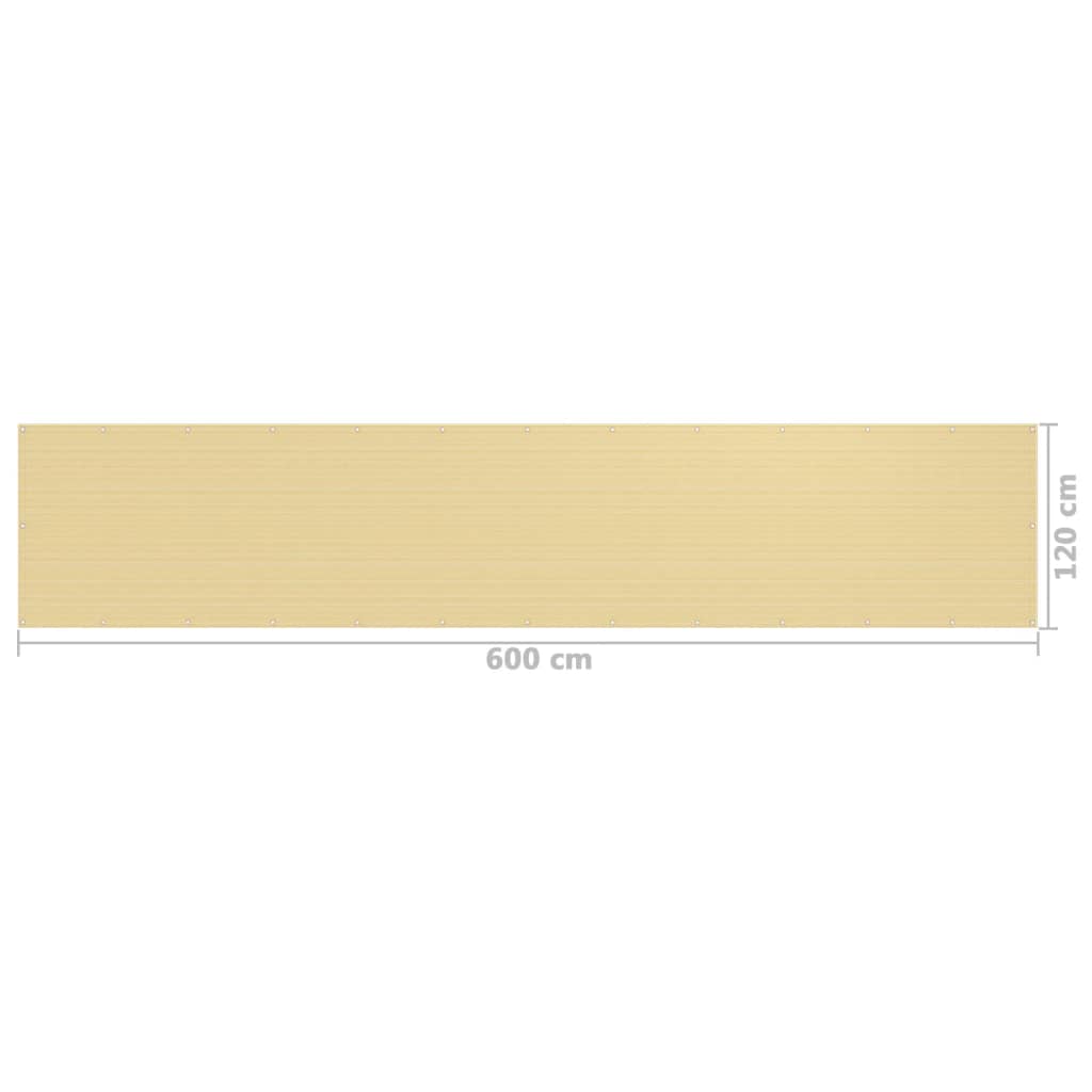 Parvekkeen suoja beige 120x600 cm HDPE - Sisustajankoti.fi