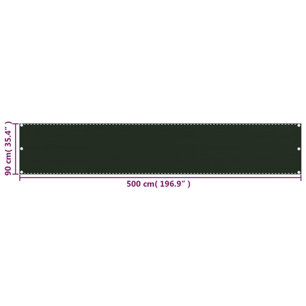 Parvekkeen suoja tummanvihreä 90x500 cm HDPE - Sisustajankoti.fi