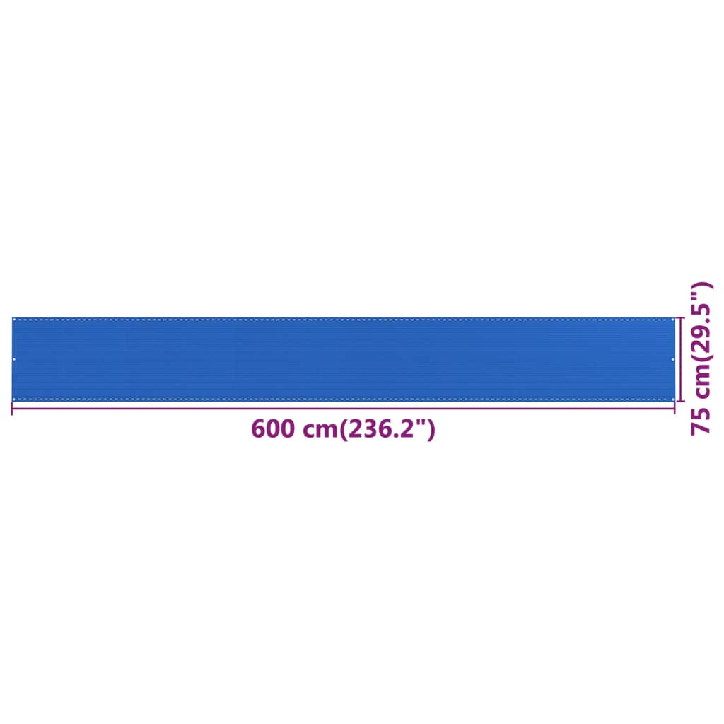 Parvekkeen suoja sininen 75x600 cm HDPE - Sisustajankoti.fi