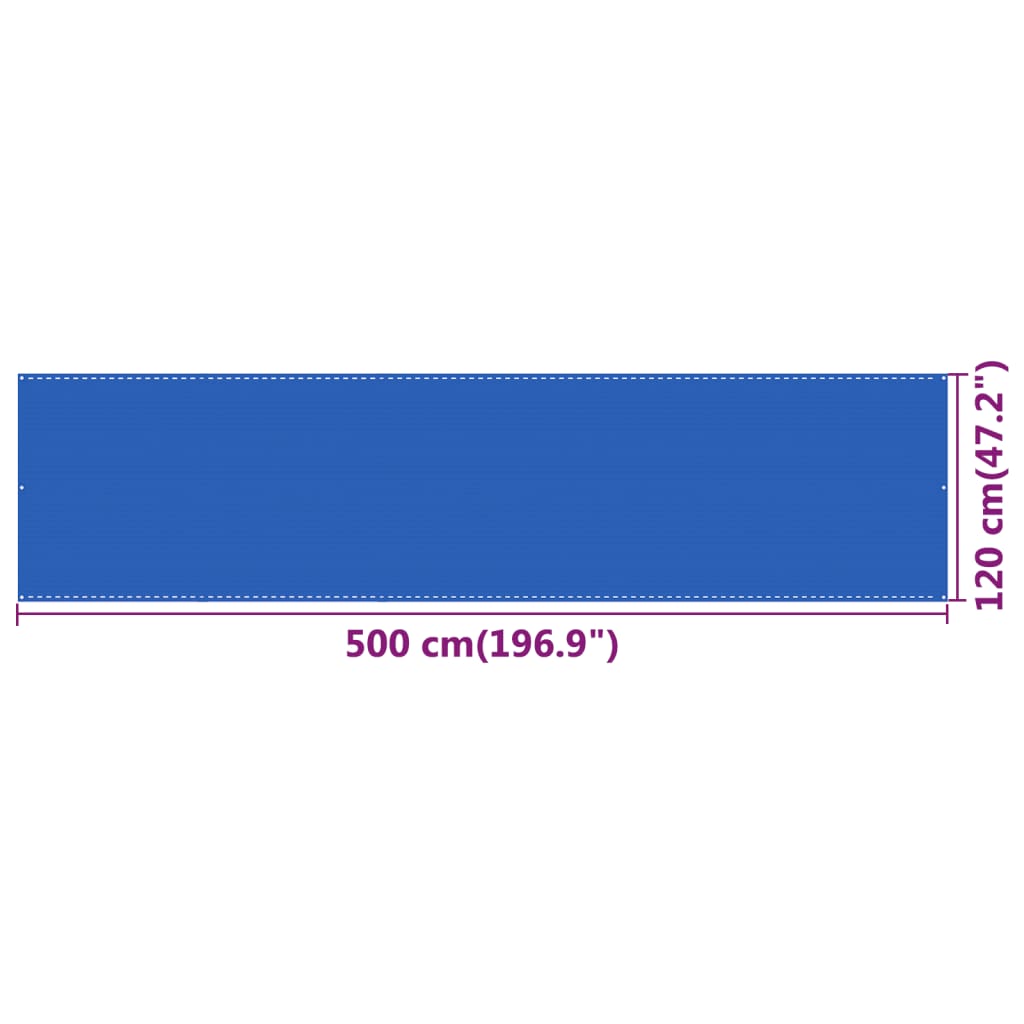 Parvekkeen suoja sininen 120x500 cm HDPE - Sisustajankoti.fi