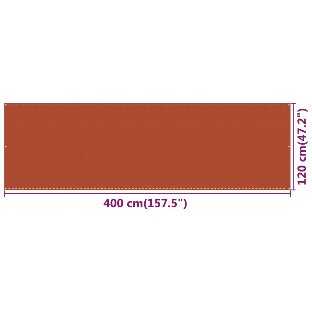 Parvekkeen suoja oranssi 120x400 cm HDPE - Sisustajankoti.fi