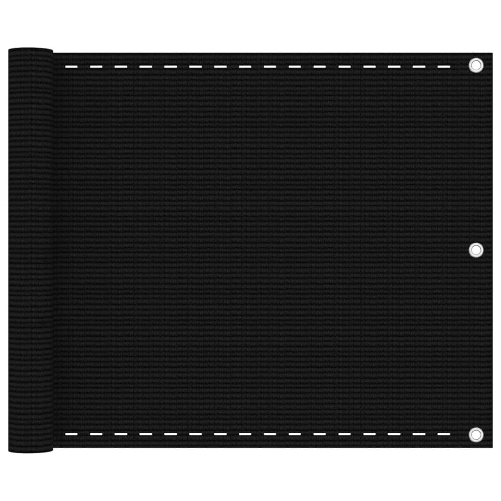 Parvekkeen suoja musta 75x600 cm HDPE - Sisustajankoti.fi