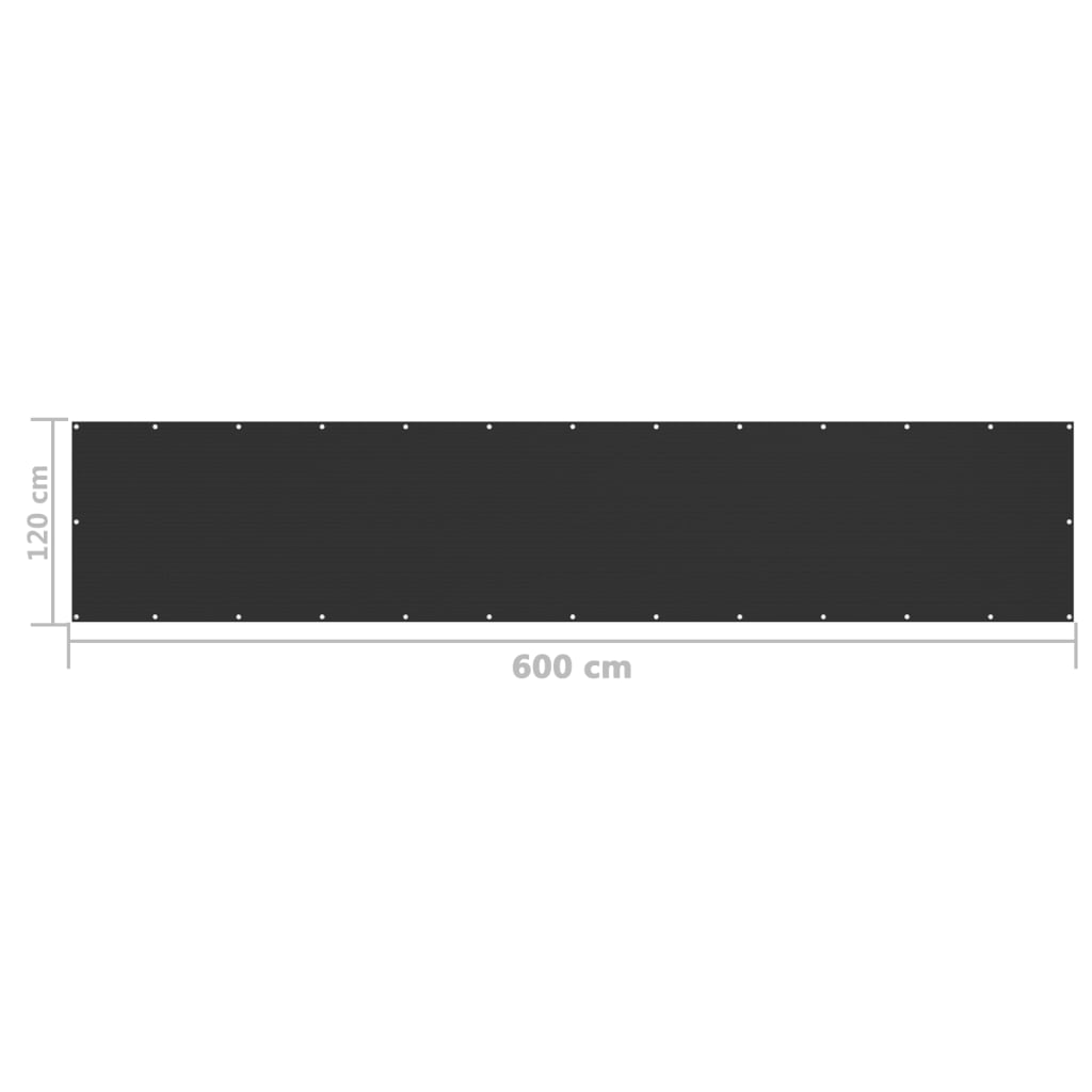 Parvekkeen suoja musta 120x600 cm HDPE - Sisustajankoti.fi