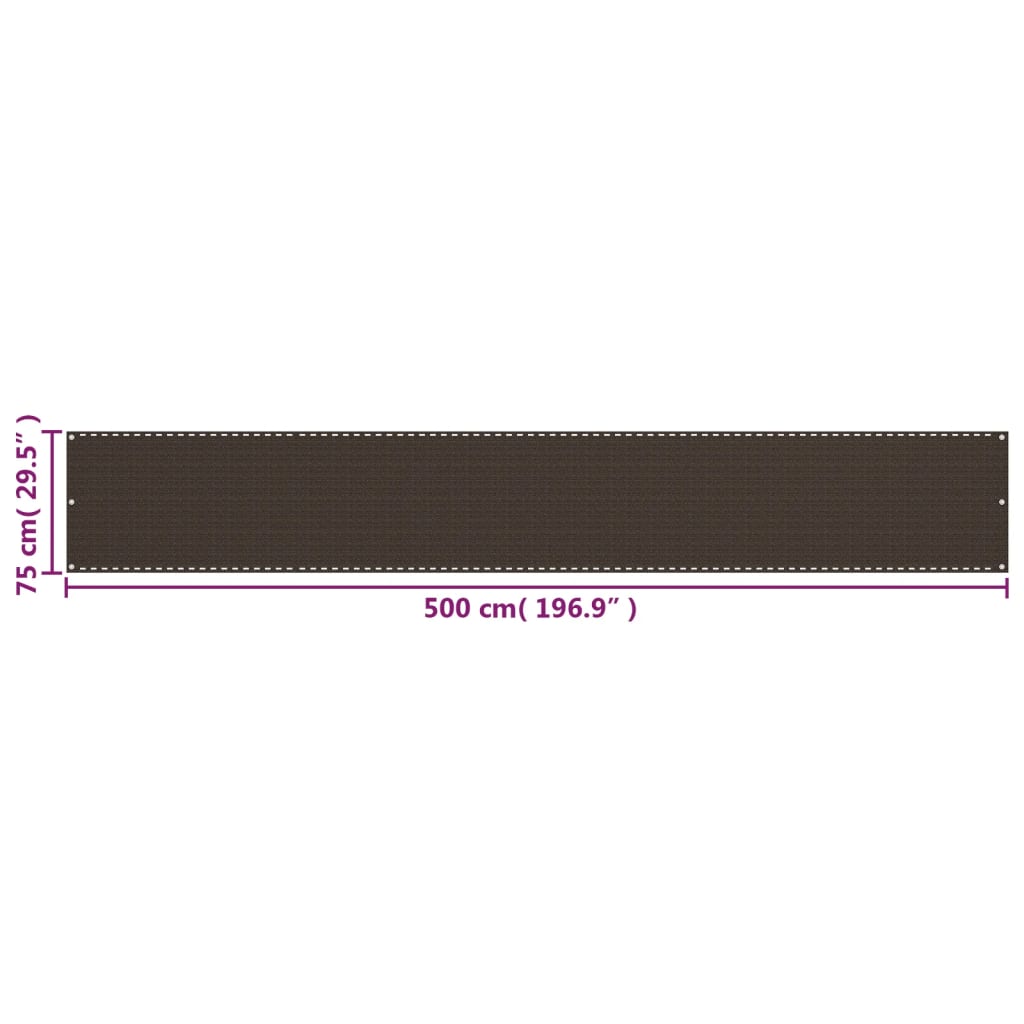 Parvekkeen suoja ruskea 75x500 cm HDPE - Sisustajankoti.fi