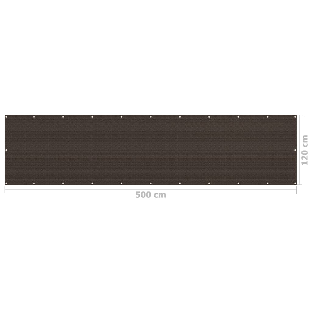 Parvekkeen suoja ruskea 120x500 cm HDPE - Sisustajankoti.fi