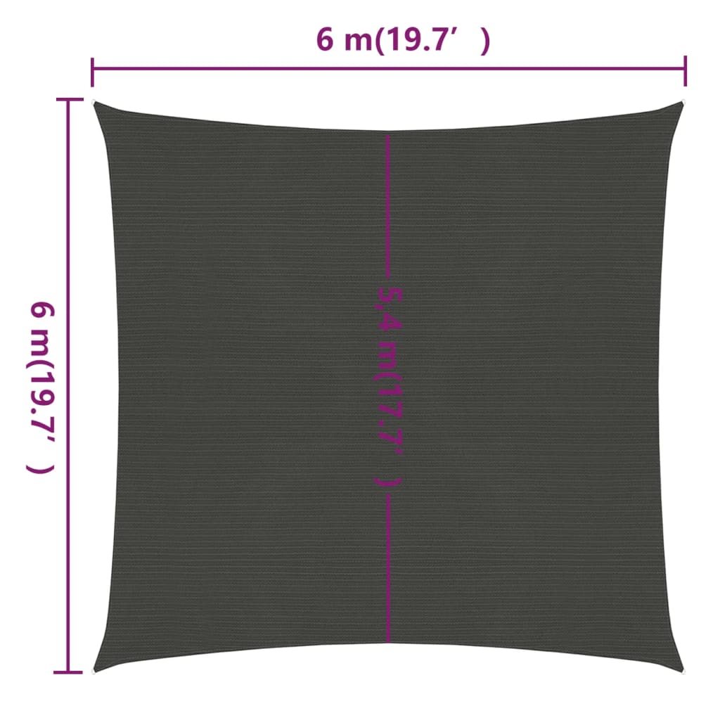 Aurinkopurje 160 g/m² antrasiitti 6x6 m HDPE - Sisustajankoti.fi