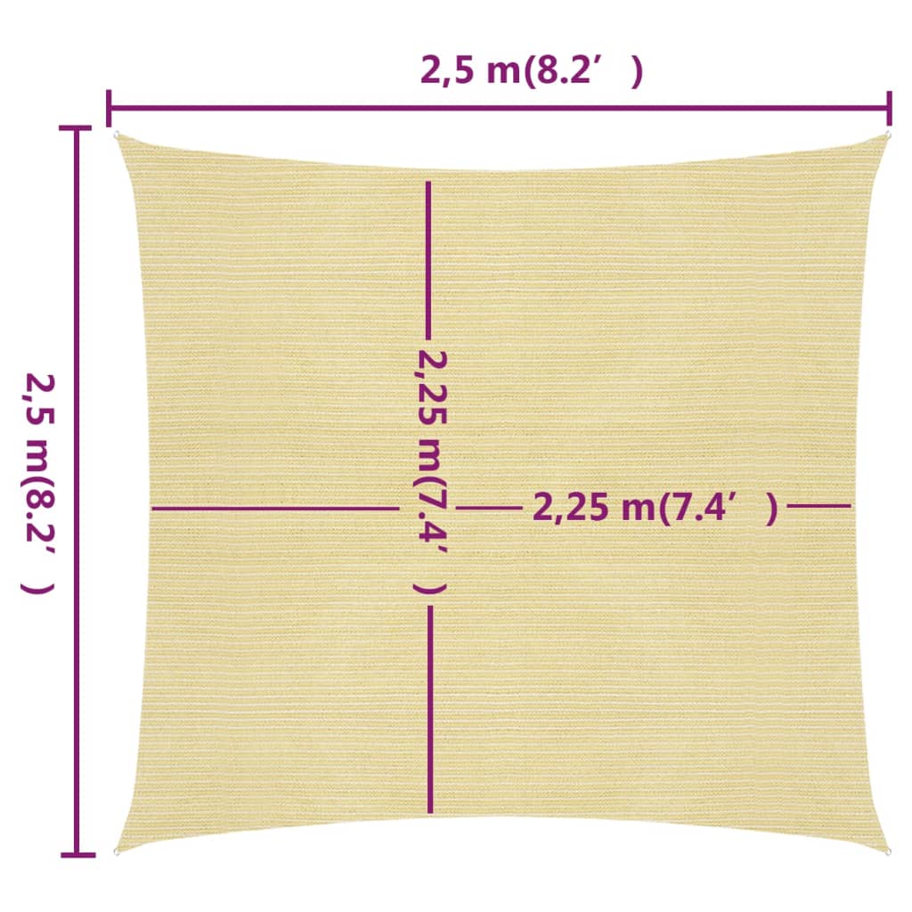 Aurinkopurje 160 g/m² beige 2,5x2,5 m HDPE - Sisustajankoti.fi
