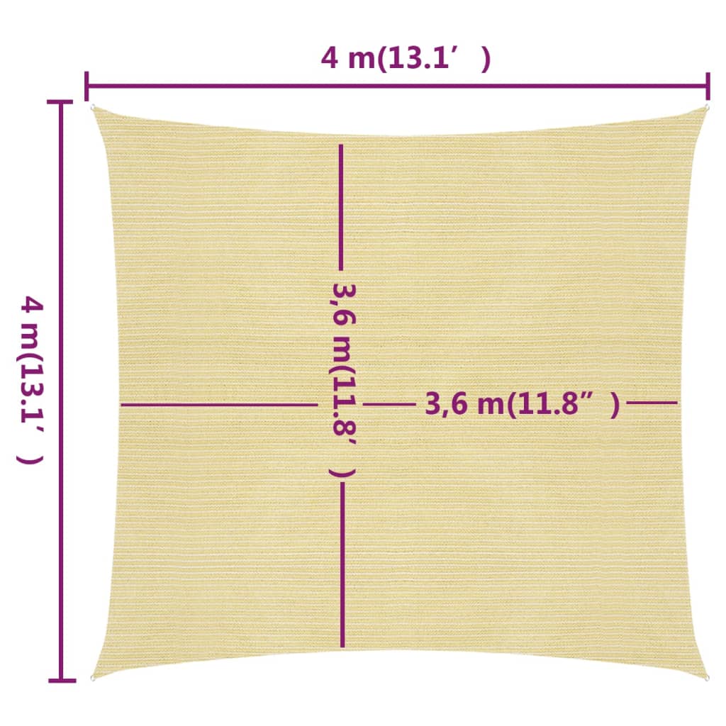 Aurinkopurje 160 g/m² beige 4x4 m HDPE - Sisustajankoti.fi