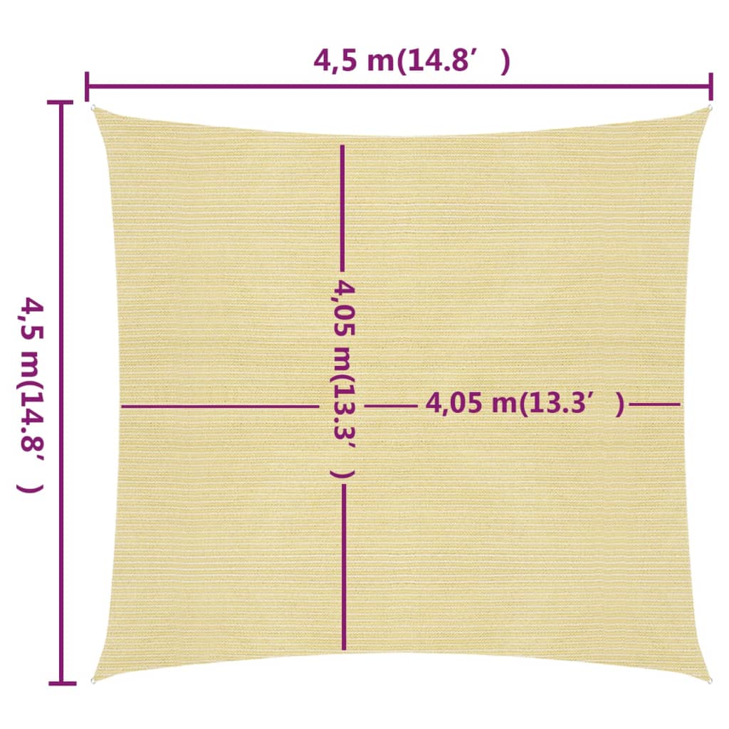 Aurinkopurje 160 g/m² beige 4,5x4,5 m HDPE - Sisustajankoti.fi