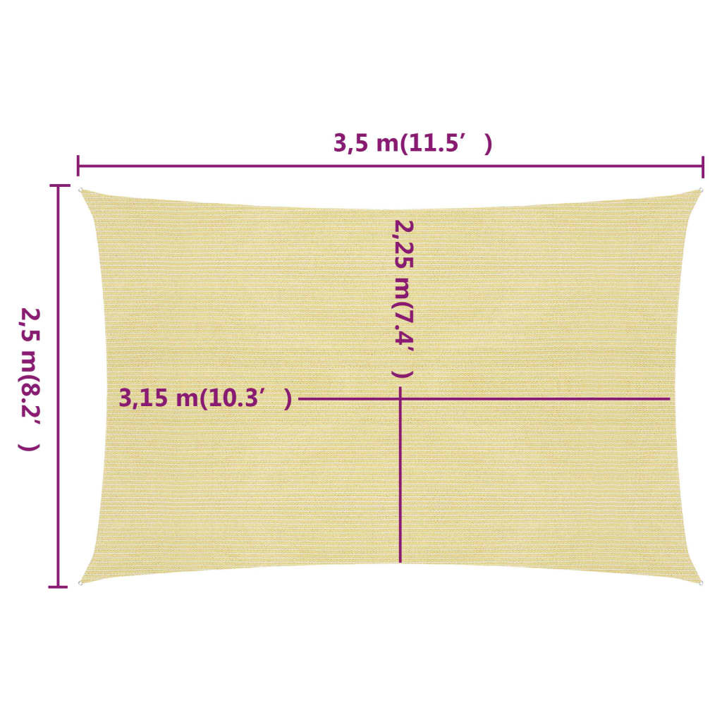 Aurinkopurje 160 g/m² beige 2,5x3,5 m HDPE - Sisustajankoti.fi