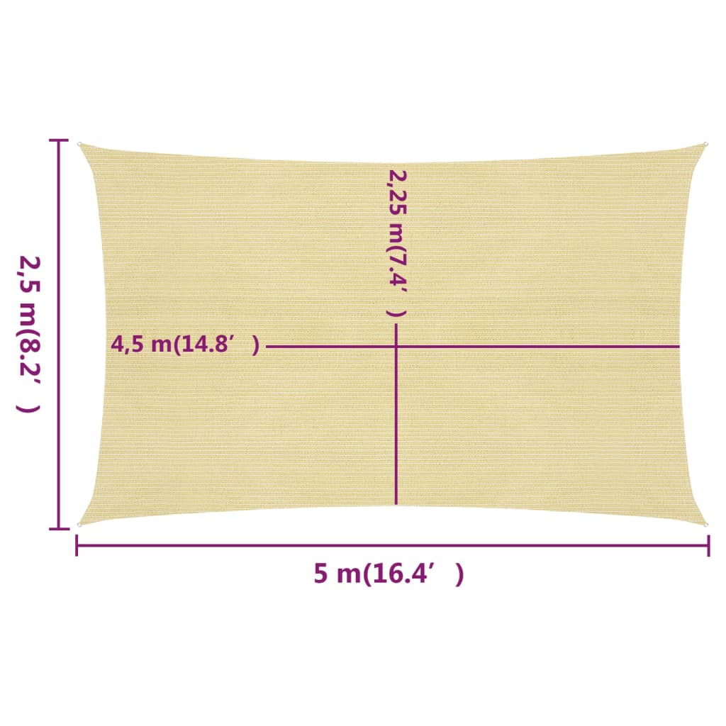 Aurinkopurje 160 g/m² beige 2,5x5 m HDPE - Sisustajankoti.fi