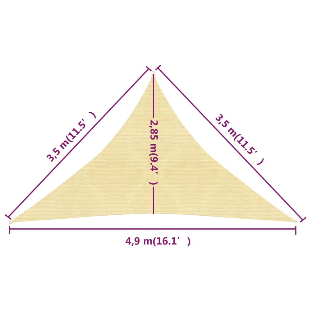 Aurinkopurje 160 g/m² beige 3,5x3,5x4,9 m HDPE - Sisustajankoti.fi