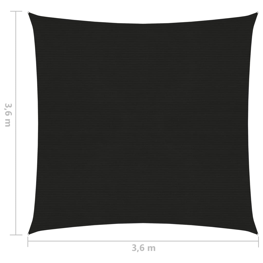 Aurinkopurje 160 g/m² musta 3,6x3,6 m HDPE - Sisustajankoti.fi