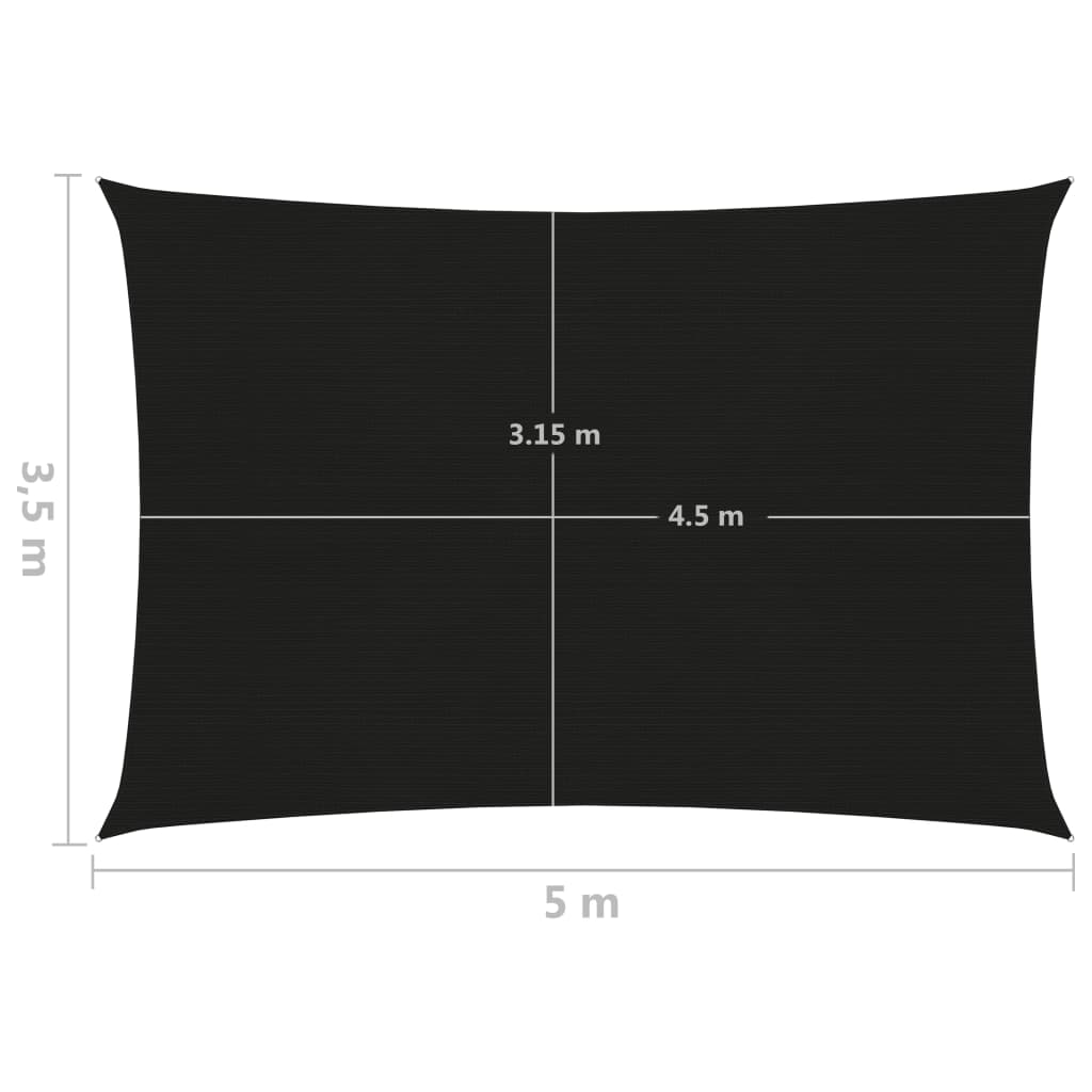 Aurinkopurje 160 g/m² musta 3,5x5 m HDPE - Sisustajankoti.fi