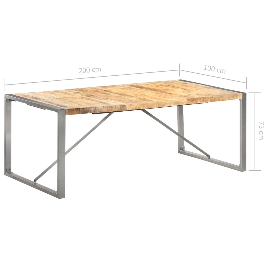 Ruokapöytä 200x100x75 cm täysi karkea mangopuu - Sisustajankoti.fi