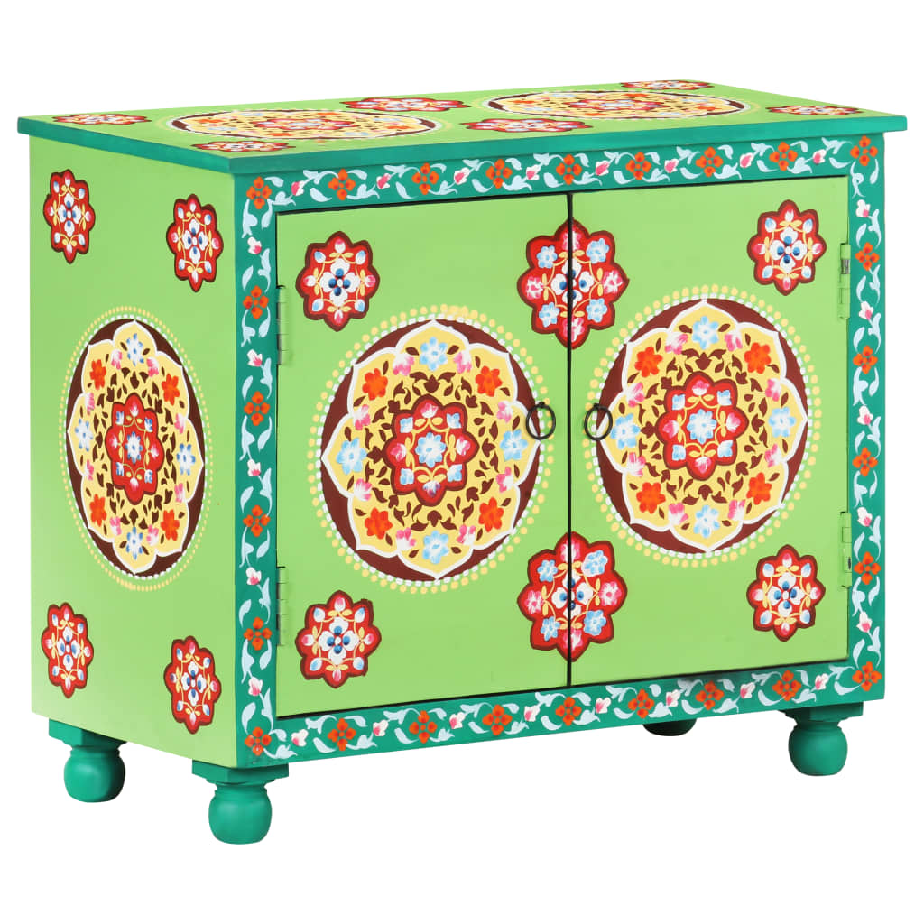 Käsin maalattu senkki monivärinen 70x35x60 cm täysi mangopuu - Sisustajankoti.fi