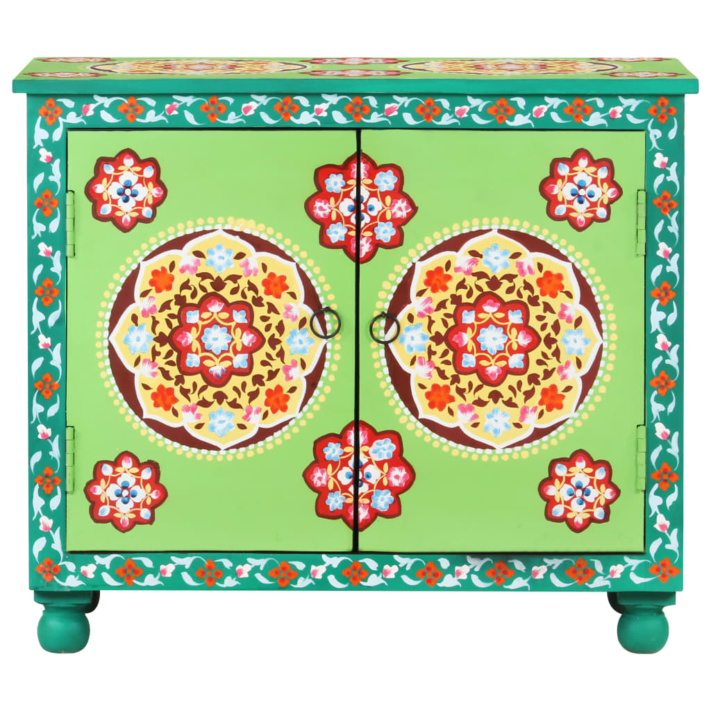 Käsin maalattu senkki monivärinen 70x35x60 cm täysi mangopuu - Sisustajankoti.fi