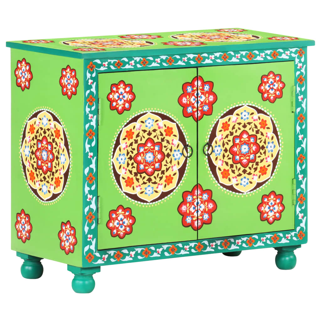 Käsin maalattu senkki monivärinen 70x35x60 cm täysi mangopuu - Sisustajankoti.fi