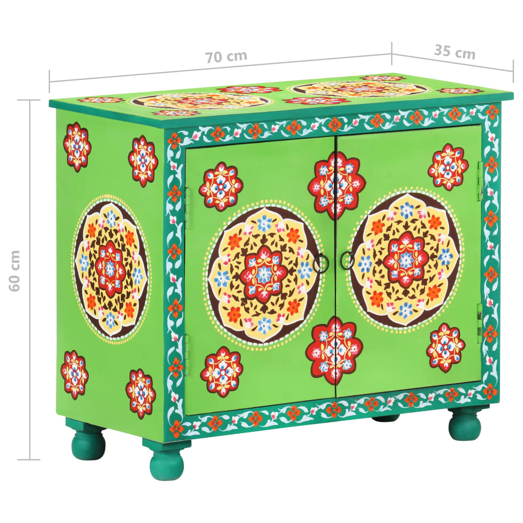 Käsin maalattu senkki monivärinen 70x35x60 cm täysi mangopuu - Sisustajankoti.fi