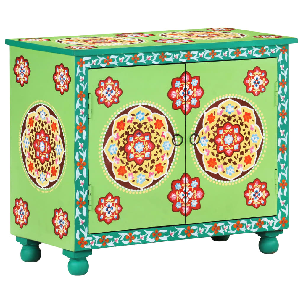 Käsin maalattu senkki monivärinen 70x35x60 cm täysi mangopuu - Sisustajankoti.fi