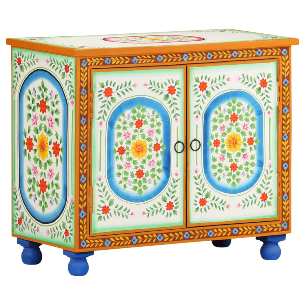 Käsin maalattu senkki 70x35x60 cm täysi mangopuu - Sisustajankoti.fi