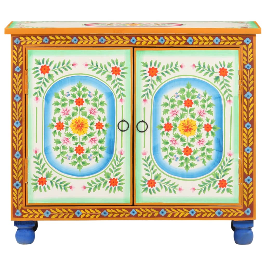 Käsin maalattu senkki 70x35x60 cm täysi mangopuu - Sisustajankoti.fi