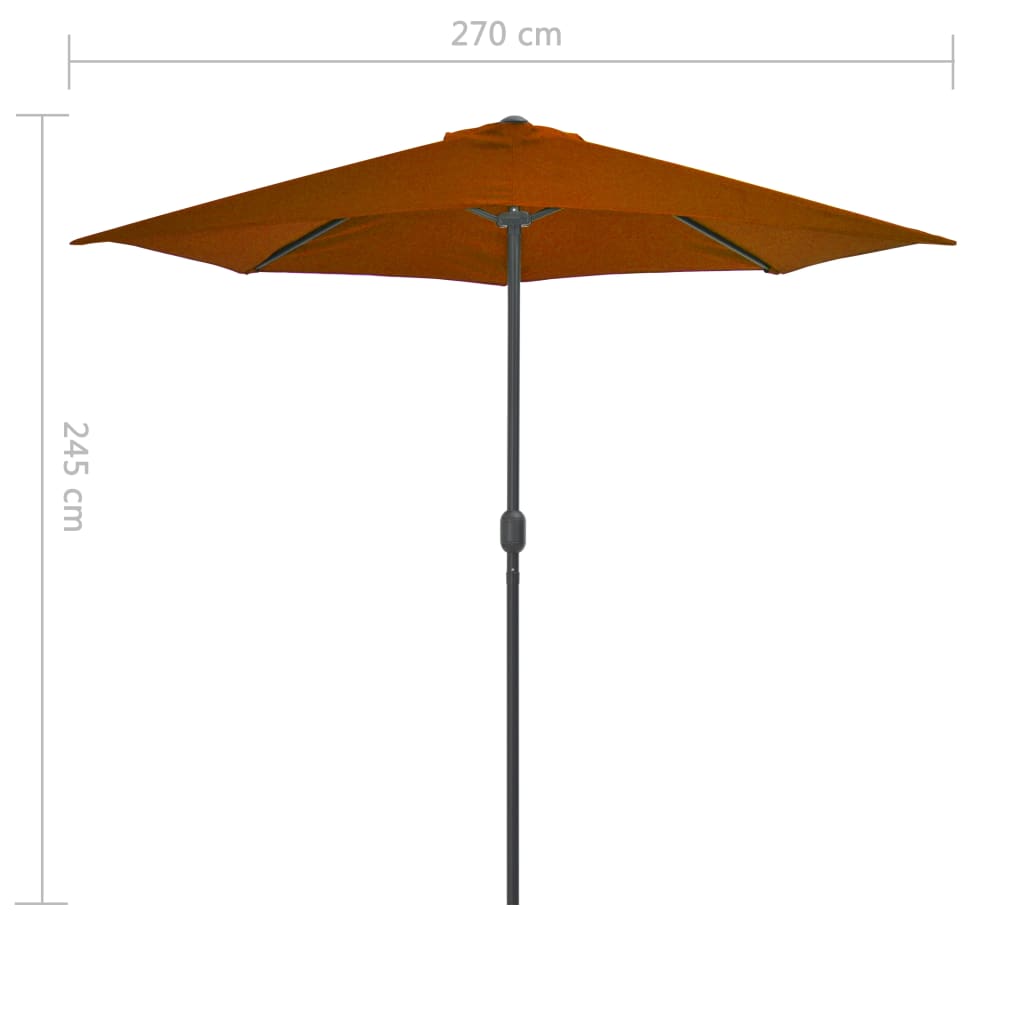 Aurinkovarjo alumiinitanko terrakotta 270x135x245 cm - Sisustajankoti.fi