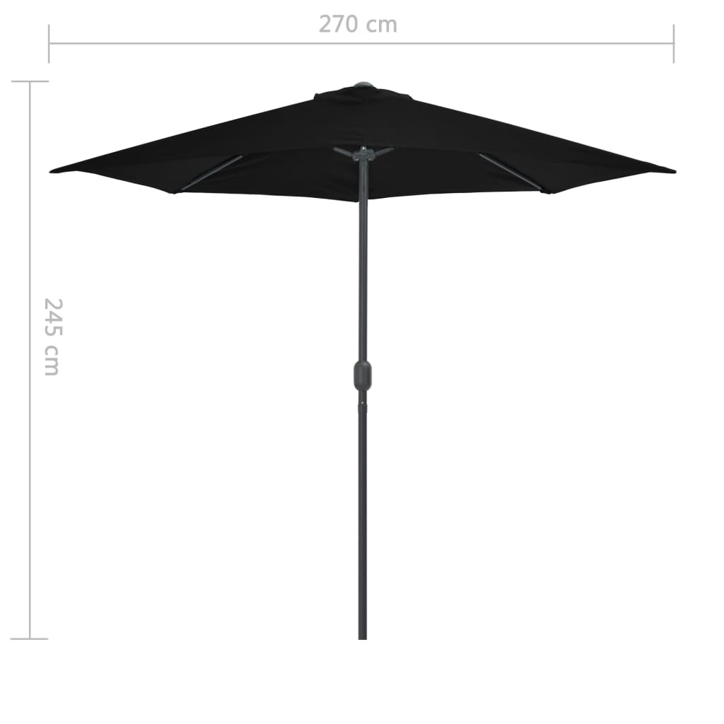 Aurinkovarjo ulkotiloihin alumiinitanko musta 270x135x245 cm - Sisustajankoti.fi