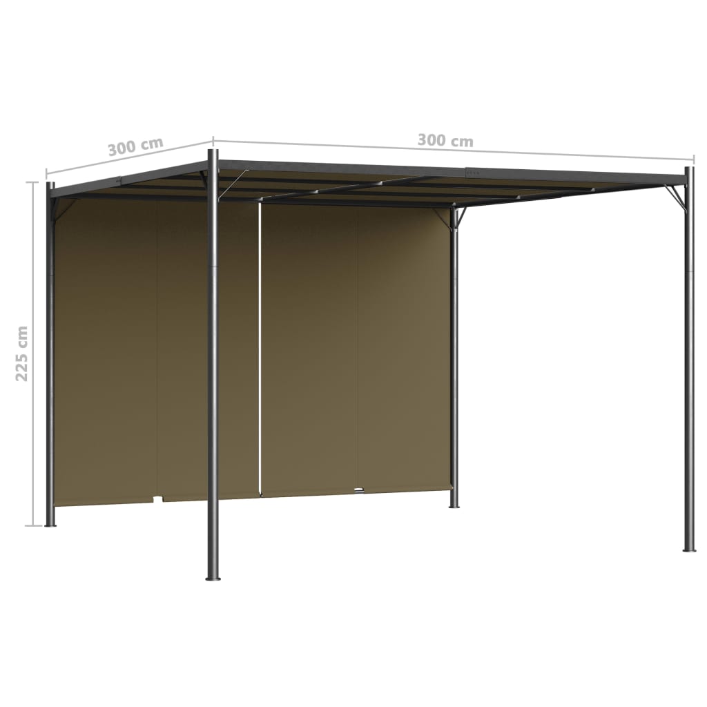 Pergola sisäänvedettävä katto 3x3 m ruskeanharmaa 180 g/m² - Sisustajankoti.fi