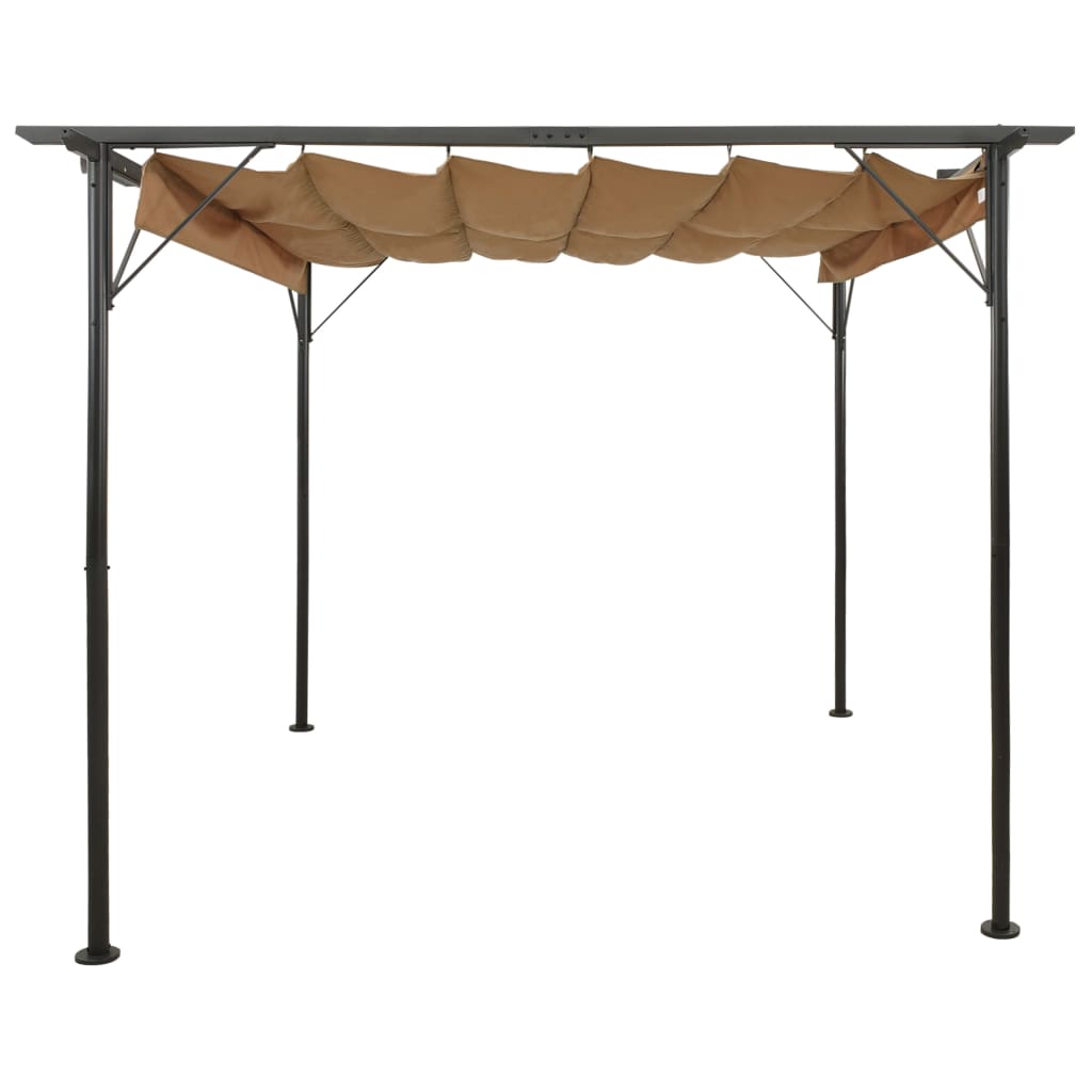 Pergola sisäänvedettävä katto taupe 3x3 m teräs 180 g/m² - Sisustajankoti.fi