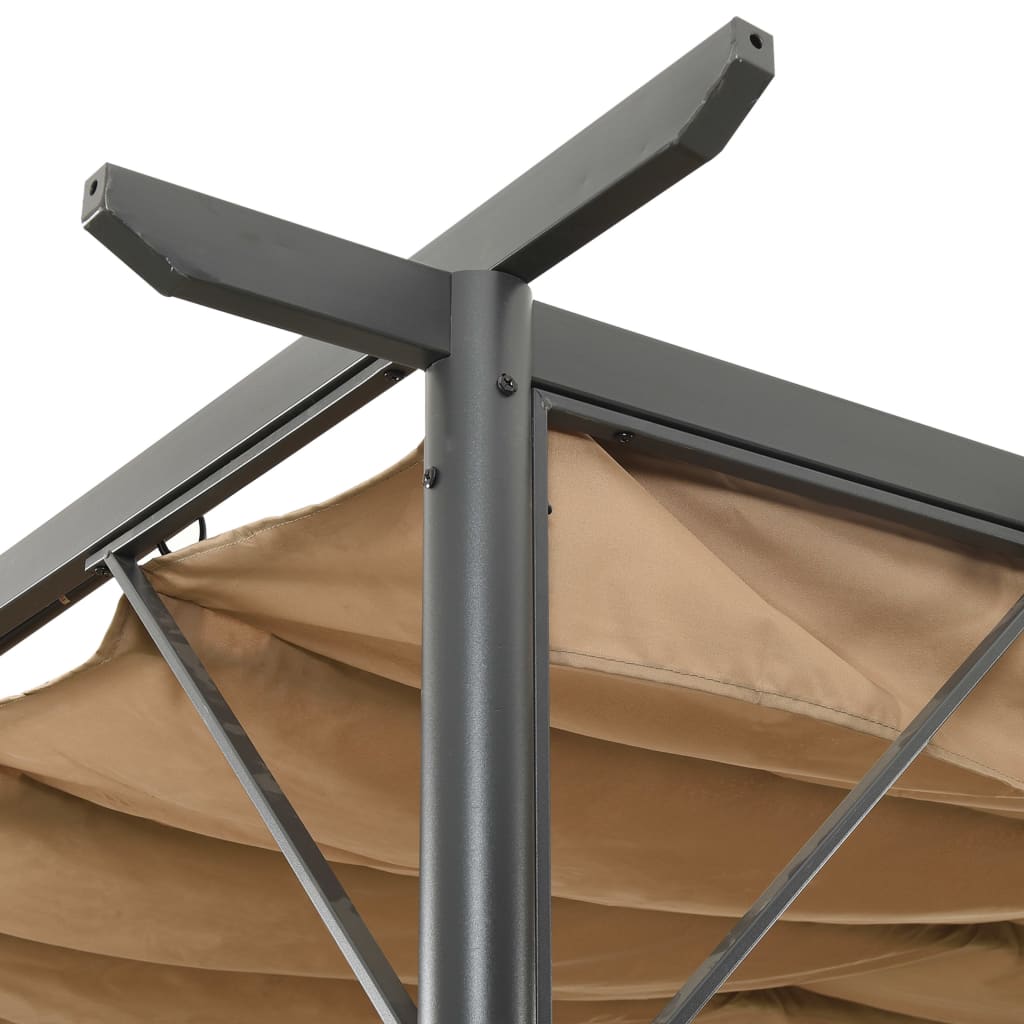Pergola sisäänvedettävä katto taupe 3x3 m teräs 180 g/m² - Sisustajankoti.fi