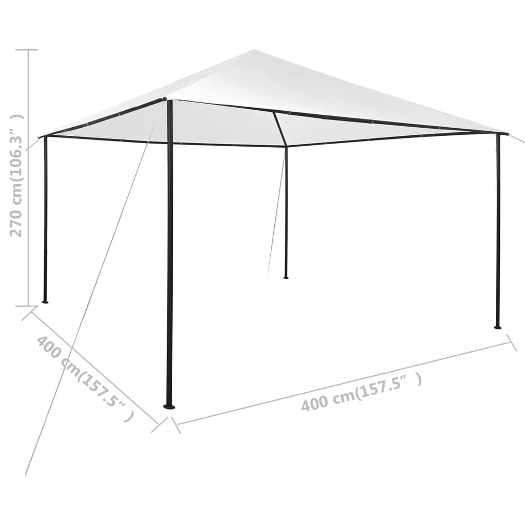 Huvimaja 4x4x2,7 m valkoinen 180 g/m² - Sisustajankoti.fi
