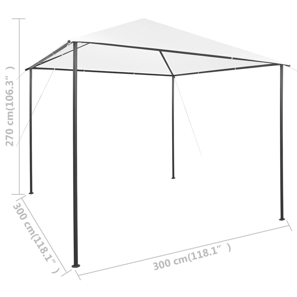 Huvimaja 3x3x2,7 m valkoinen 180 g/m² - Sisustajankoti.fi