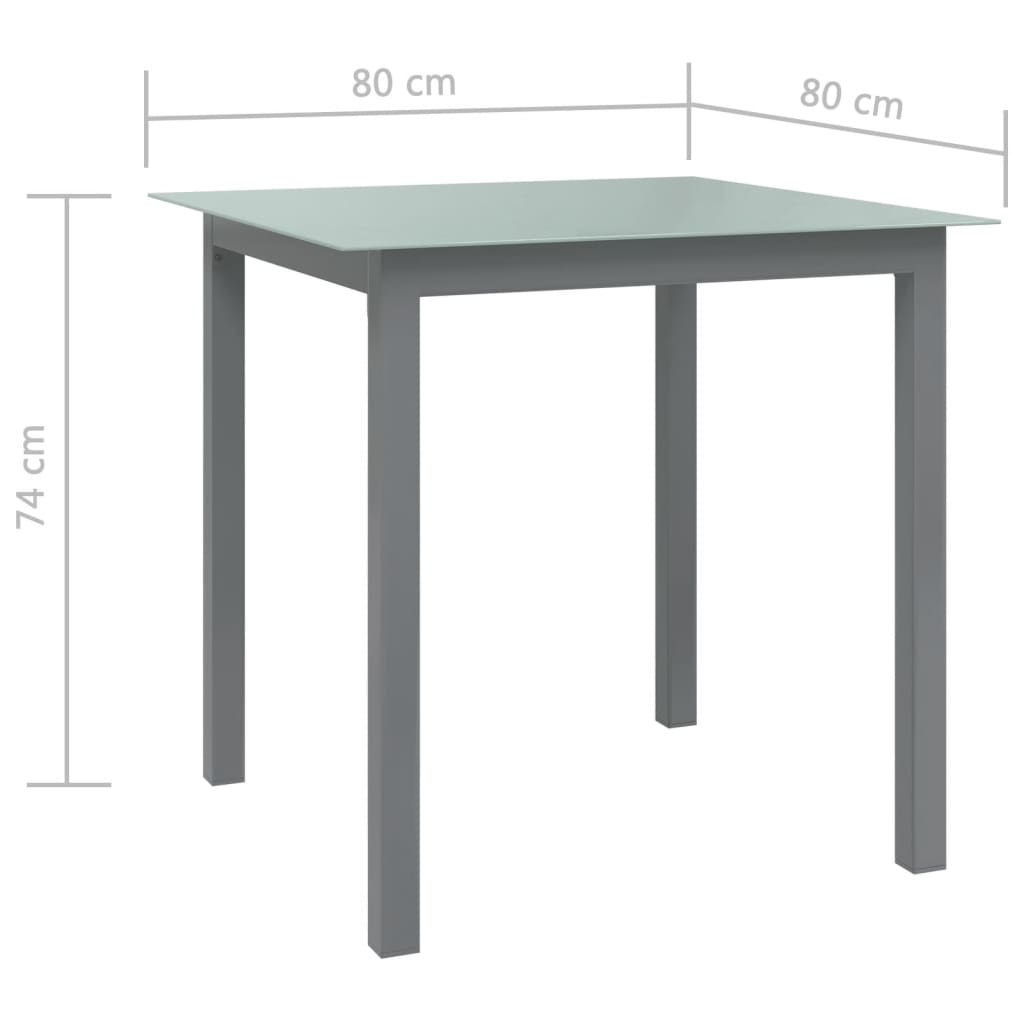 Puutarhapöytä vaaleanharmaa 80x80x74 cm alumiini ja lasi - Sisustajankoti.fi