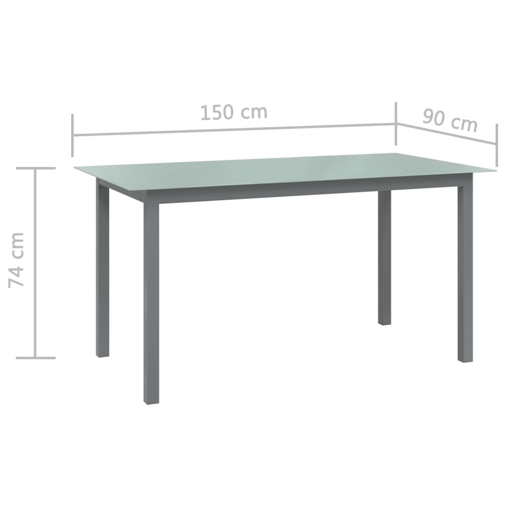 Puutarhapöytä vaaleanharmaa 150x90x74 cm alumiini ja lasi - Sisustajankoti.fi