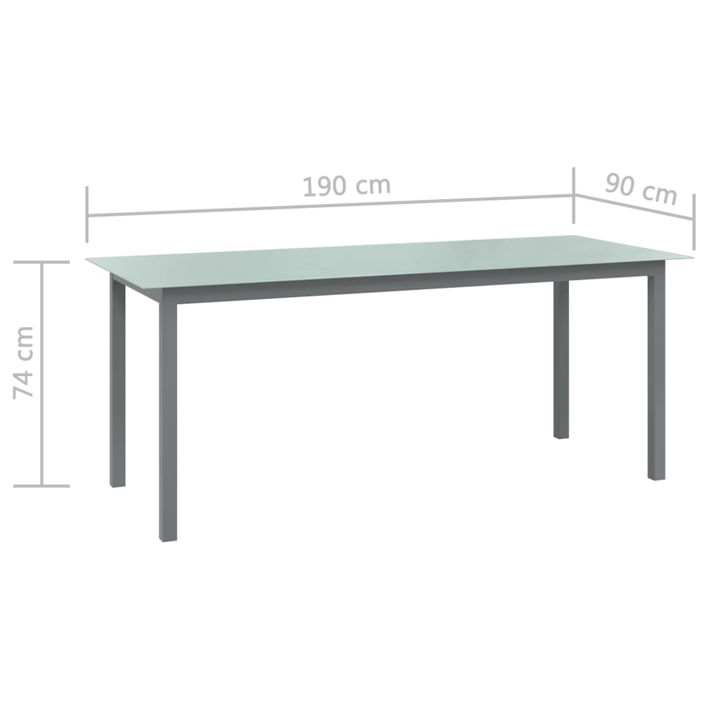 Puutarhapöytä vaaleanharmaa 190x90x74 cm alumiini ja lasi - Sisustajankoti.fi