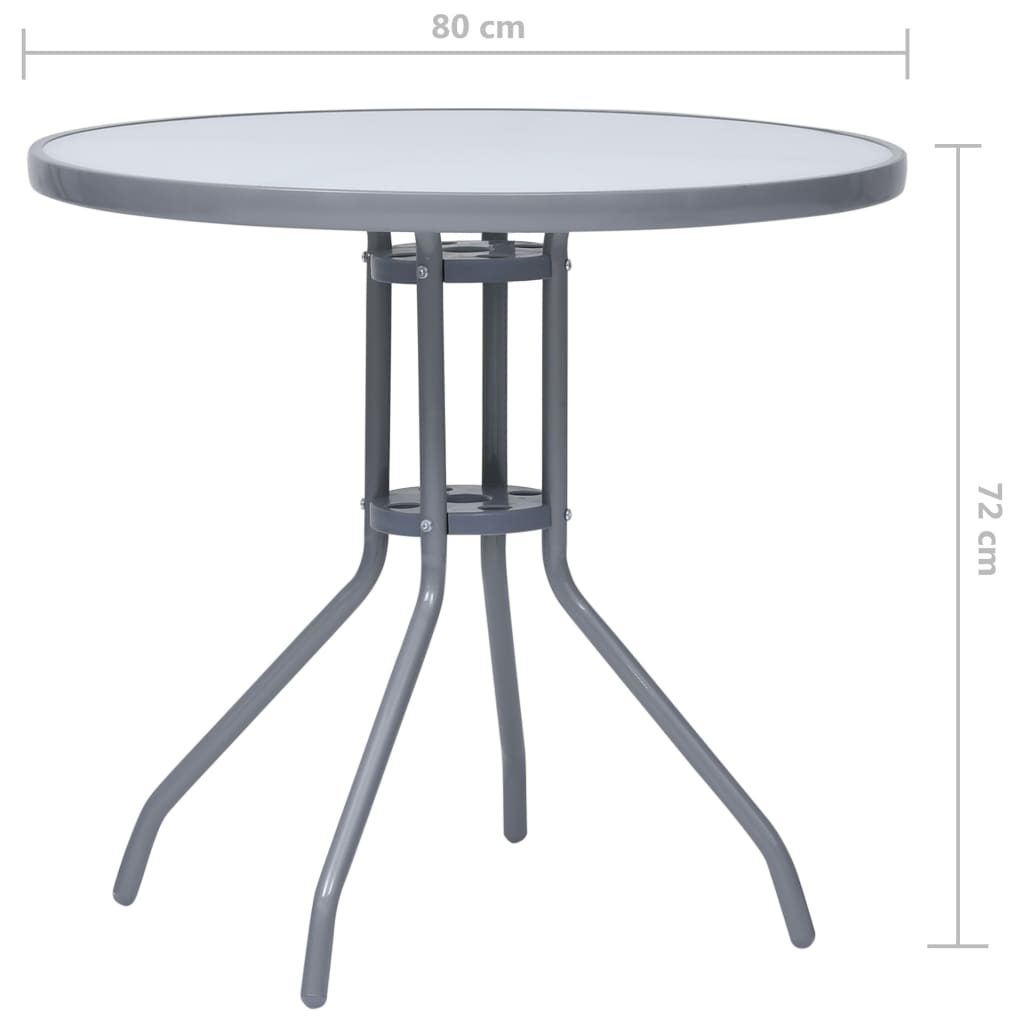 Puutarhapöytä vaaleanharmaa 80 cm teräs ja lasi - Sisustajankoti.fi