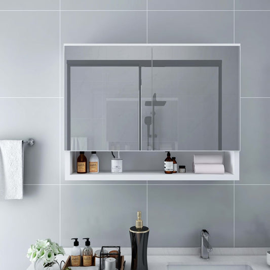 LED kylpyhuoneen peilikaappi valkoinen 80x15x60 cm MDF - Sisustajankoti.fi