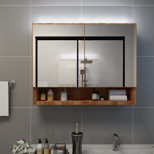 LED kylpyhuoneen peilikaappi tammi 80x15x60 cm MDF - Sisustajankoti.fi